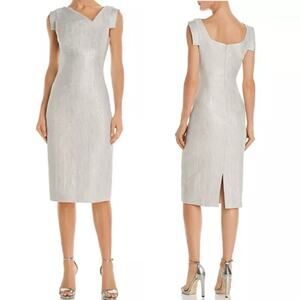 Black Halo $380 Jackie O Metallic Sheath Dress Womens sz 0 EUC